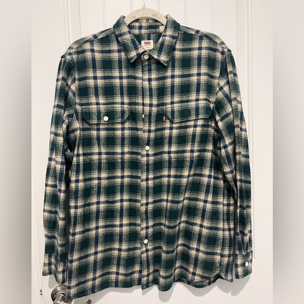Levi's Green and Cream Plaid Shirt